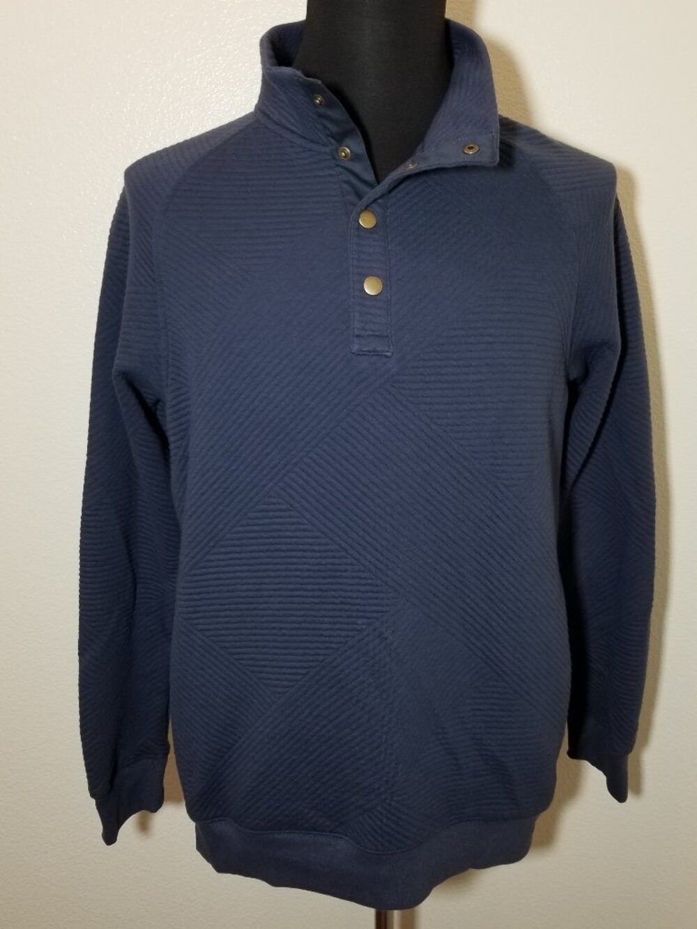 Goodfellow & Co Mens Small Blue 1/4 Snap Quilted Sweatshirt Preppy Office NWOT